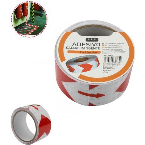 NASTRO ADESIVO RIFLETTENTE FRECCIA ROSSO BIANCO CATARIFRANGENTE ROTOLI 10MT 9865 (1/2)
