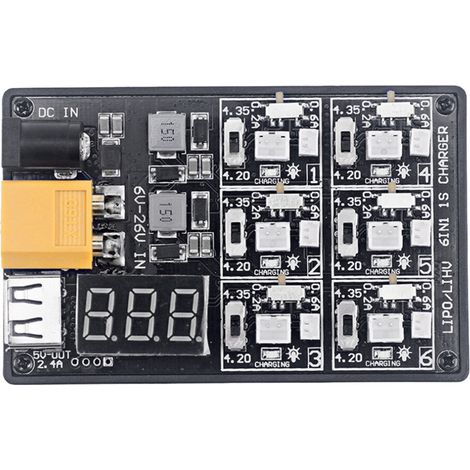 6IN1-1S Leichtes und tragbares LiPo/LiHv-Ladegerät für RC-Spielzeugmodellbatterien und RC-Zubehör