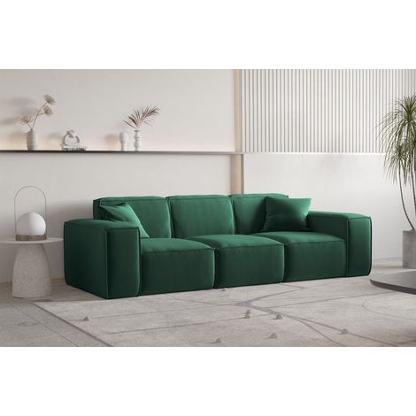 Sofa Designersofa CELES PREMIUM 3-Sitzer in Stoff Opera Velvet Grün (1/3)