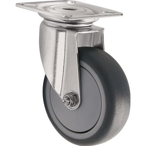 TECWERK Lenkrolle D.75mm Trgf.75kg m.Platte Gum.grau TECWERK
