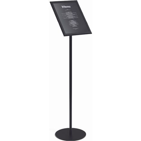 Allboards – Présentoir porte-affiche sur pied aluminium noir – Format A4 – Hauteur 1m – Mécanisme de fixation par pression pour visuels faciles