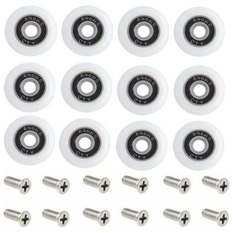 Roulettes de rechange pour porte de douche – Lot de 12 roulettes 23 mm – Vis en métal incluses – Installation rapide et facile (1/5)