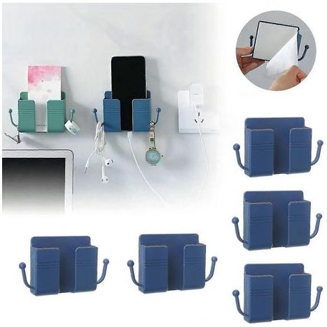 Lot de 5 supports muraux pour téléphone portable avec télécommande intégrée, support mural pour téléphone portable pour chambre à coucher - couleur bleue (1/2)