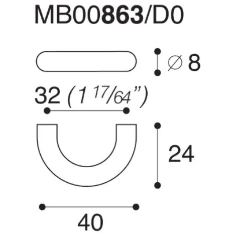 MANIGLIA 863 D MM.32 NICHEL SATINATO (1/2)