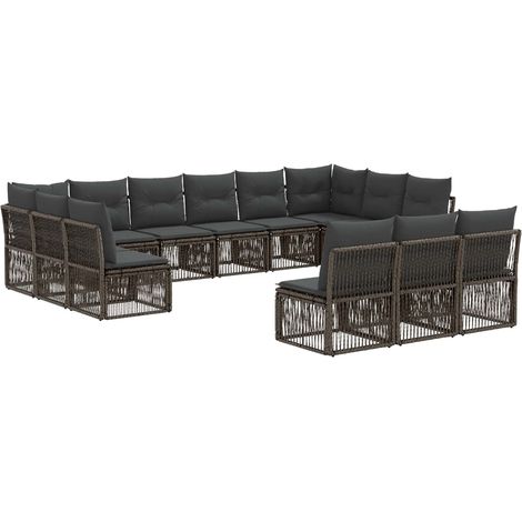 Gartensofa-set 13 pcs Grau Poly-Rattan vidaXL