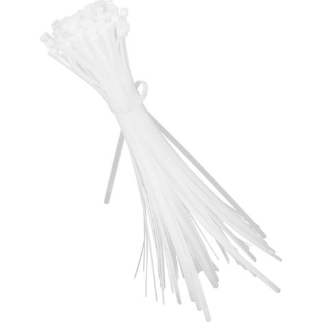 100 Pièces Attaches Câbles Nylon Multiusage, Fixations Épaisses et Fines, Sangles Serre-Câbles Blanc 8x400mm (1/5)