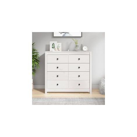 Armoire latérale Blanc 100x40x90 Bois de pin massif (1/5)