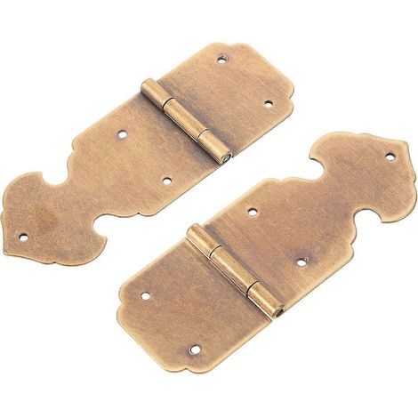 Charnières en laiton antique pour coffre, lot de 2, ouverture en douceur (1/5)