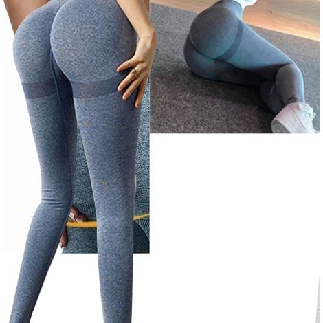Leggings de Sport Femme Élasticité Haute Couleur Gris Bleu pour Yoga Fitness (1/5)