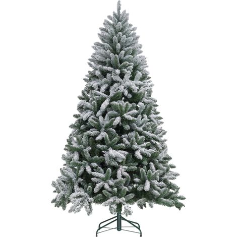 Árbol de Navidad 210 cm árbol de Navidad artificial nevado con 1021 ramas y soporte de metal árbol de Navideño para salón interior verde (1/5)