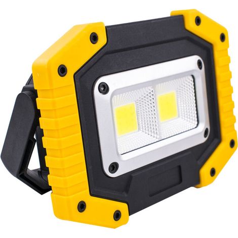 Foco para obras de construcción, luz de trabajo LED recargable por USB, súper brillante, resistente al agua IP65, con soporte para camping, pesca, taller, obra (batería no incluida).