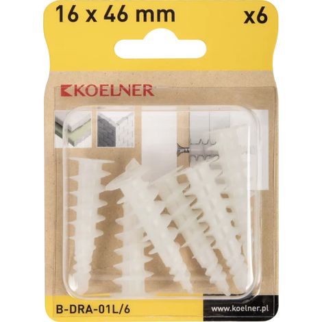 Tassello driva in nylon per cartongesso doppio 16x46 mm - blister - 6 pz (1/4)