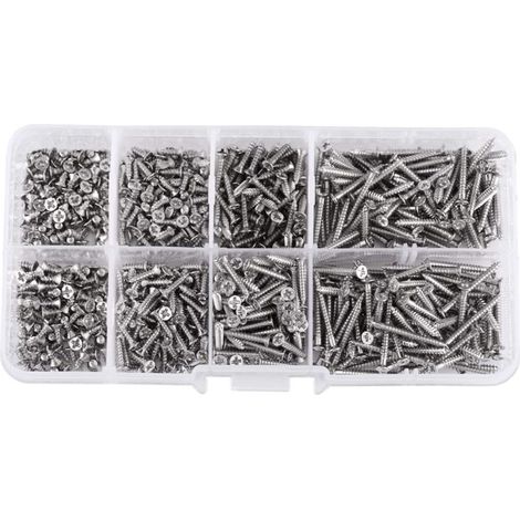 800 pièces vis à tête plate autoperceuses M2 vis autotaraudeuses vis en tôle Tek avec boîte 4 mm - 20 mm (1/5)