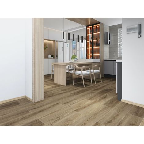 Sol vinyle SPC, sol PVC à clipser, sol design en vinyle, sol en lames massives, 5 mm d’épaisseur, avec couche d’usure de 0,5 mm, adapté au chauffage au sol, surface: 2.554 m² (1/5)