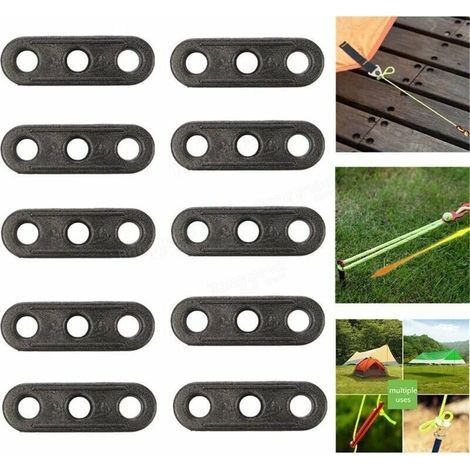 10er-Pack Seilspanner mit 3 Löchern für Camping – Abmessungen: 37 x 12 x 3,2 mm – Für Abspannleinen und Seile bis 5 mm Durchmesser (1/4)