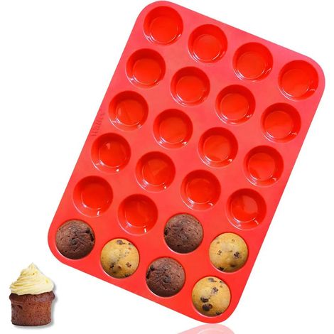 Molde de silicona antiadherente para muffins y cupcakes mini 24 tazas (1/5)