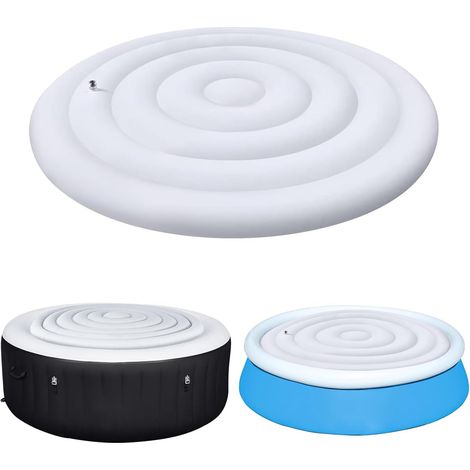 138cm PVC Couverture de Remous Gonflable, avec Valve de Gonflage et de Dégonflage Rapide et Facile, Couvercle de Bain À Remous Rond, Isolation Thermique Pliable pour Spa (138-145cm) (1/5)
