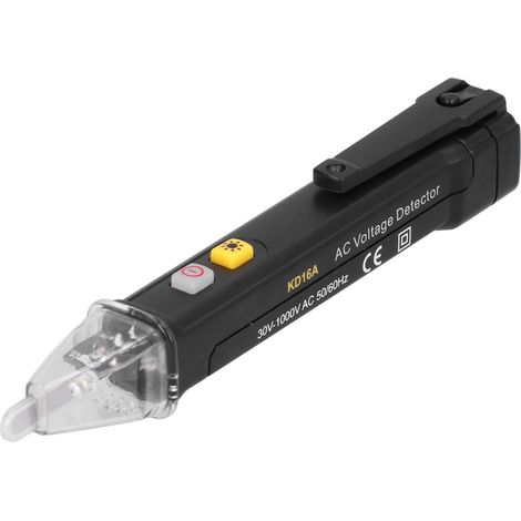 KD16A Berührungsloser Spannungsprüfer, schwarzer Wechselstromdetektor mit akustischem und optischem Alarm, Spannungsprüfstift 12–1000 V (1/5)
