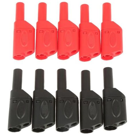 10 x Banana Plug Connectors Banana Plug, Stackable Banana Plug Adapters Red Black Safety Fully Insulated Stackable Banana Plug Connectors 4 mm Wire Cable Screw (1/5)