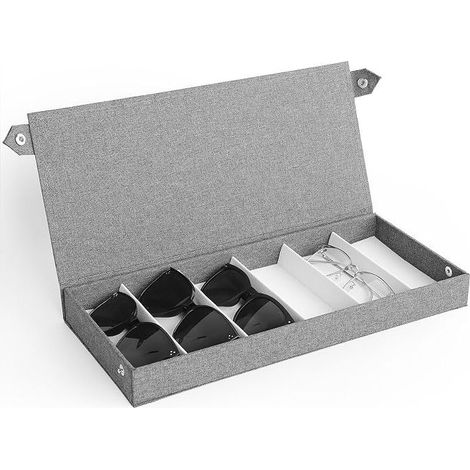 Rangement Lunettes Boîte à Lunettes de Soleil avec Couvercle et Fermeture à Pression, Grand Espace de Rangement pour Lunettes et Bijoux, pour 6 lune (1/5)