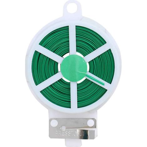 carrete de alambre para jardín, plástico verde, 100 metros, con cortador de plantas integrado, para plantas trepadoras y gestión de cables. (1/5)
