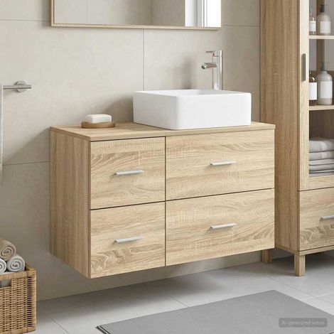 vidaXL Bathroom Furniture Set 2 pcs Sonoma Oak Engineered Wood (1/5)