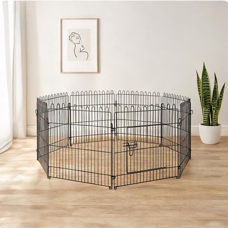 Barrière pour chien negru en sârmă de oțel 180 x 180 x 61 cm (1/5)