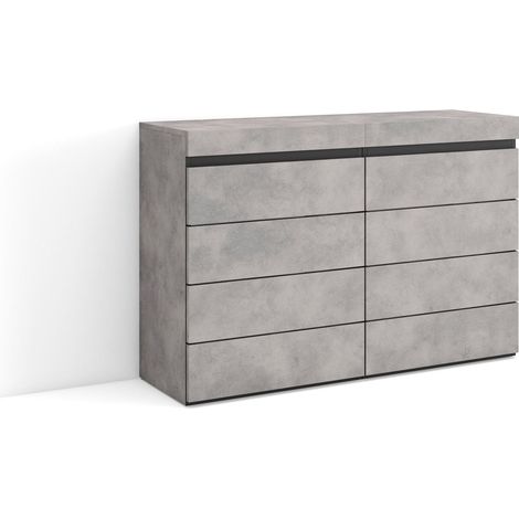 Skraut Home - Cómoda, Cajonera, Mueble Auxiliar, 114x75x35 cm, Dormitorio, habitación, Con almacenamiento, Estilo Moderno, Gris Cemento (1/5)