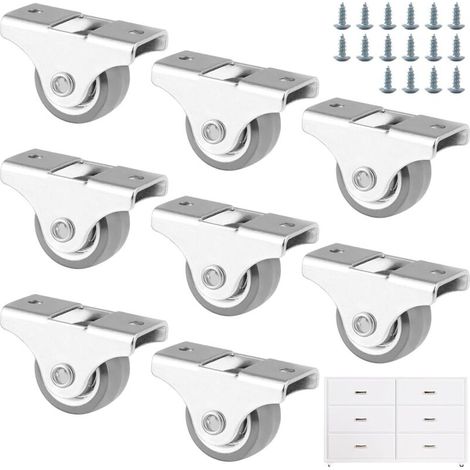 8 Pièces Roulette Fixes pour Meubles, Petite Roulette 25mm Meuble Caoutchouc Roulettes avec Vis, Mini Roulettes pour Meubles, Appareils Electro-Ménagers et Equipements