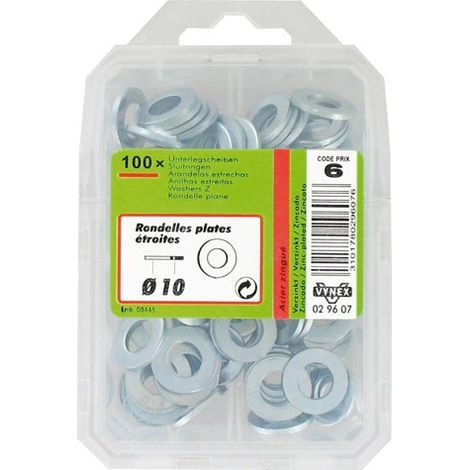 VYNEX Rondelles en métal 10 mm lot de 100 finition standard (1/2)