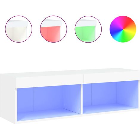 Mobile TV Armadietto TV Mobile Porta TV con Luci LED Bianco 100x30x30 cm (1/5)