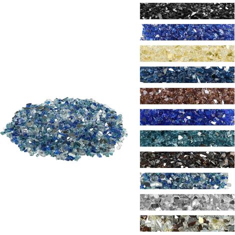 Verre de Feu pour Braséro, 4,5 kg, Pierres en Verre pour Foyer à Gaz, 12,7 mm, Réfléchissantes, Pierres Décoratives pour Cheminée à Gaz, Intérieur, Extérieur, Bleu Cobalt, Bleu Aqua, Transparent (1/5)