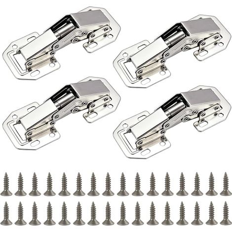 Charnières pour Placards Épaissies 100×42mm avec Amortisseur, Charniere Invisible pour Porte Placard et Meuble, Charniere Porte Cuisine 90° avec Vis pour Portes Lourdes (1/5)