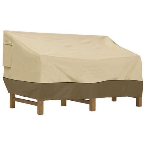 Housse de protection de banc, housse de banc de jardin en tissu Oxford imperméable, housse de banc d'extérieur, protection UV, housse de canapé coupe-vent – Blanc cassé 210D : 147 × 83 × 79 cm (1/4)