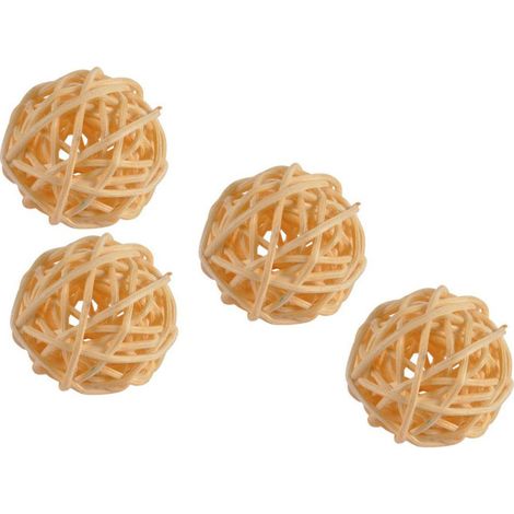 Lot de 10 Boules Décoratives "Rotin" 3cm Ecru