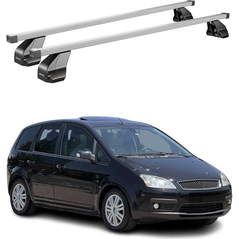 OMAC Dachträger Querträger Stahl für Ford C-Max I 2004-2010 – Abschließbar – City-Crash-getestet – DIN 75302:2019 – ISO/PAS 11154:2006 – Max. 75 kg Silber (1/5)