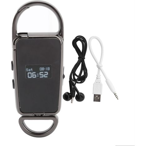 Mini Clé USB MP3 Lecteur Enregistreur Audio avec Réduction de Bruit 16GB - Forme de Porte-clés Noir S23 (Environ 192 heures) (1/5)