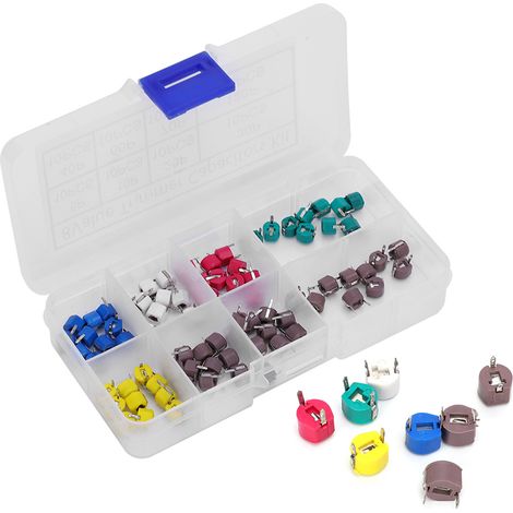 Kit de 80 condensateurs ajustables 6 mm (5/10/20/30/40/60/70/120 pF) pour appareils électroniques (1/5)
