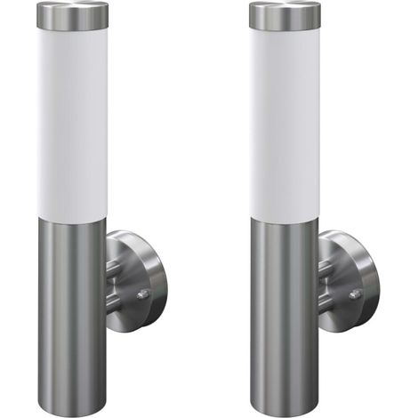 2 appliques murales cylindriques en acier inoxydable (1/5)