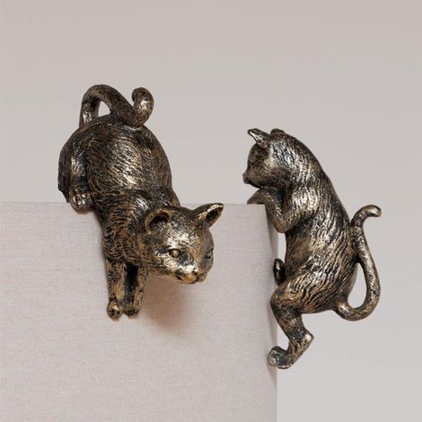Ensemble 2 suspensions décoratives chats résine 17x11x7cm (1/5)