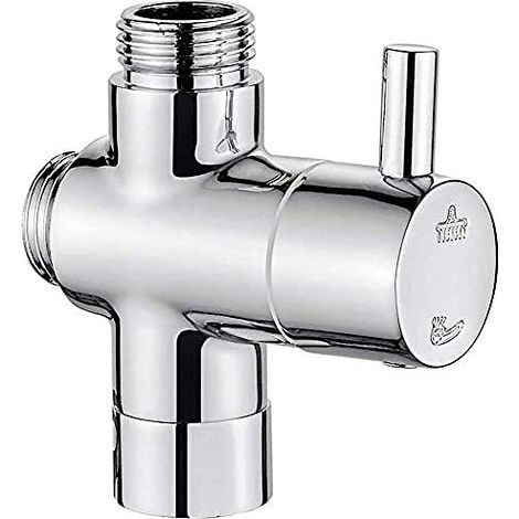 Ibergrif M92201 Valvola per Doccia, Deviatore Rubinetto Colonna 3 Vie,G1/2"-G3/4", Cromo, Ottone, Argento (1/4)