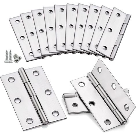 10 Stück Scharniere klappbar 44mm × 31mm, Edelstahlscharnier Klavierband Scharniere Kleinscharnier Scharnier Türscharnier für Türen Fenster Schränke mit 40 Schrauben (1/4)
