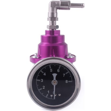 Car modification adjustable fuel pressure regulating valve, aluminum alloy fuel turbocharger, pressure regulator with pressure gauge - purple (1/4)