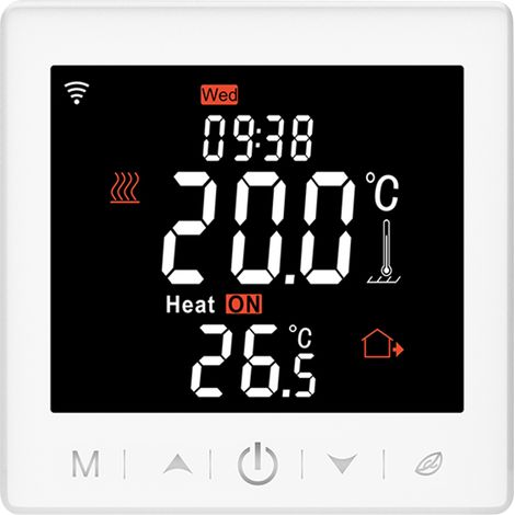 Thermostat de chauffage au sol électrique - WiFi - écran LCD - programmable - 5A - verrouillage enfant (1/5)