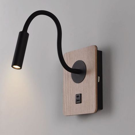 AMXCNOY Applique murale flexible pour lecture "LONDON" – LED CREE – 3 W – noir