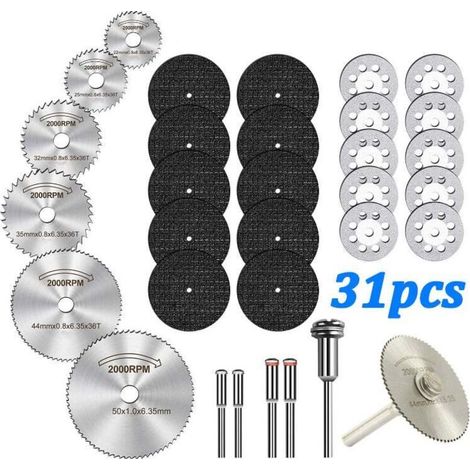 31-piece set, rotary tool cutting disc, diamond cutting disc for wood and metal, circular saw blade, resin cutting disc, diamond cutting disc (1/5)