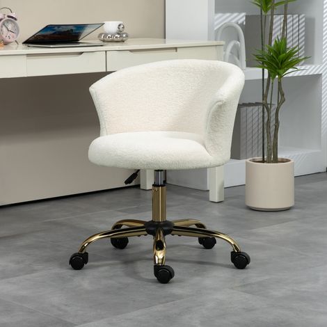 Sedia da ufficio ergonomica, regolabile in altezza, seduta confortevole, girevole, base in acciaio bianco