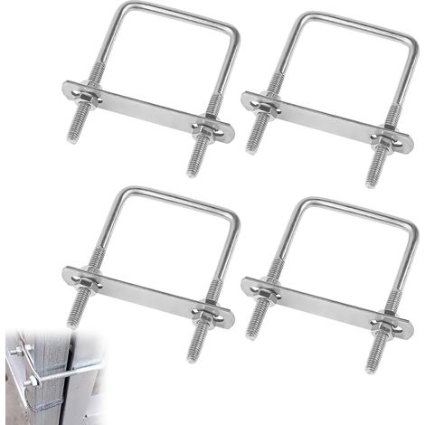 Fixation de coffre de toit en U, - Lot de 4 supports en U pour coffre de toit avec filetage, boulons m6, vis de serrage en U et profil en U en acier inoxydable carré, pièces de rechange pour (1/5)