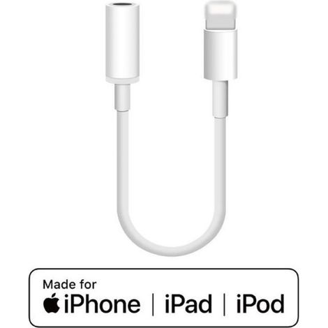 Adaptateur Prise Jack/Lightning pour IPHONE 7 Audio 3.5mm Cable Rallonge Ecouteur APPLE (1/4)