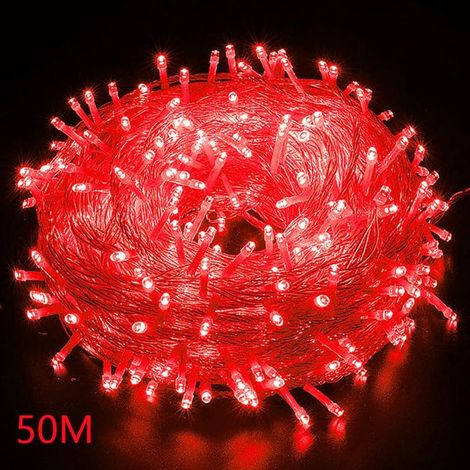 1 Guirlande lumineuse, 30M, 300 LEDs rouge, 8 modes, mémoire, IP65, intérieur extérieur, Noël, jardin, fête